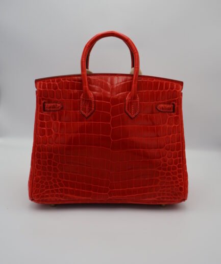 Birkin 25 Geranium Shiny Alligator Ghw A