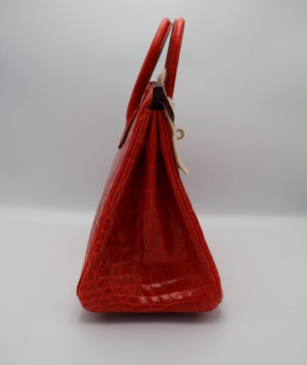 Birkin 25 Geranium Shiny Alligator Ghw A