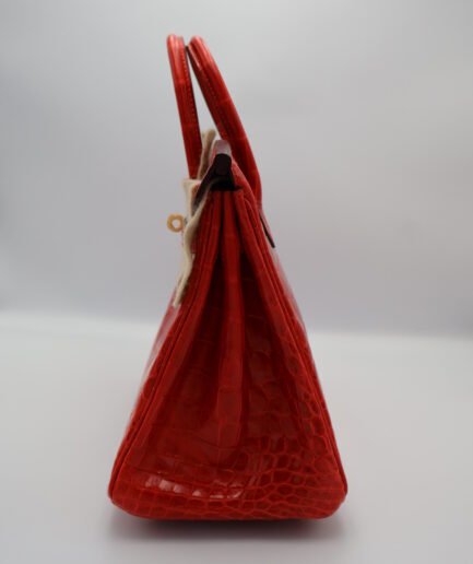 Birkin 25 Geranium Shiny Alligator Ghw A
