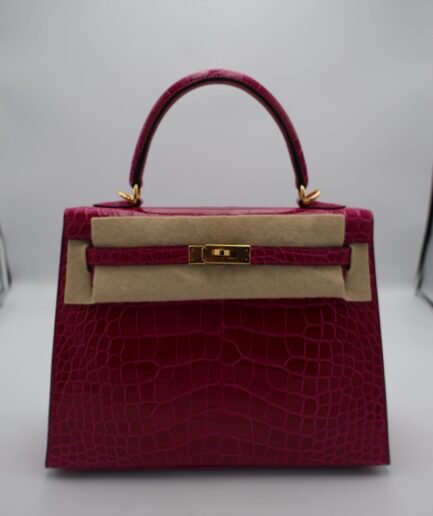 Kelly 25 Rose Pourpre Shiny Alligator Ghw Y