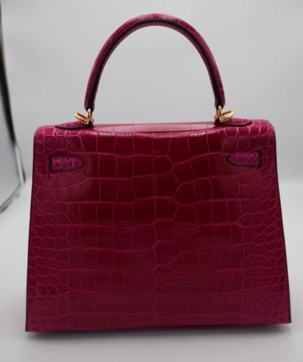 Kelly 25 Rose Pourpre Shiny Alligator Ghw Y