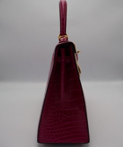 Kelly 25 Rose Pourpre Shiny Alligator Ghw Y