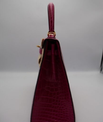 Kelly 25 Rose Pourpre Shiny Alligator Ghw Y