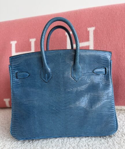 Birkin 25 Bleu Mykonos Lizard Phw Y