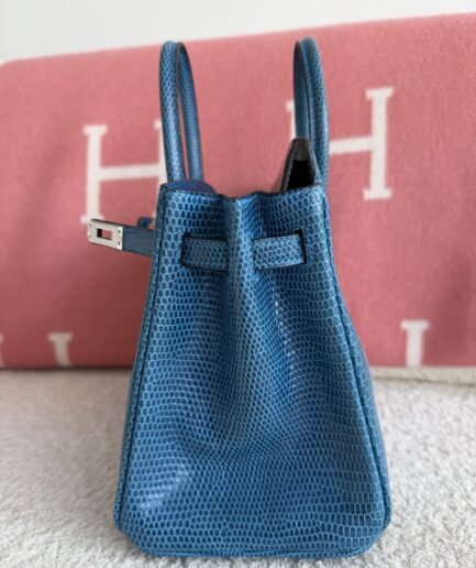 Birkin 25 Bleu Mykonos Lizard Phw Y