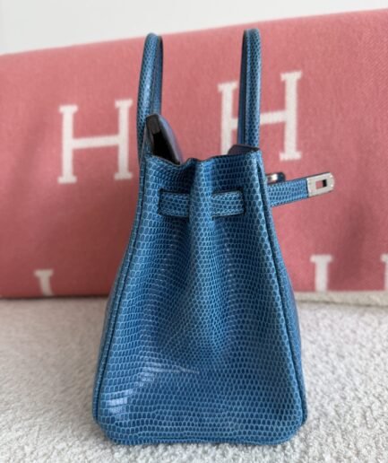 Birkin 25 Bleu Mykonos Lizard Phw Y