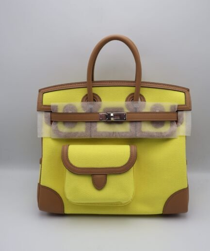 Birkin 25 Cargo Citron-Chai Toile-Swift Phw U